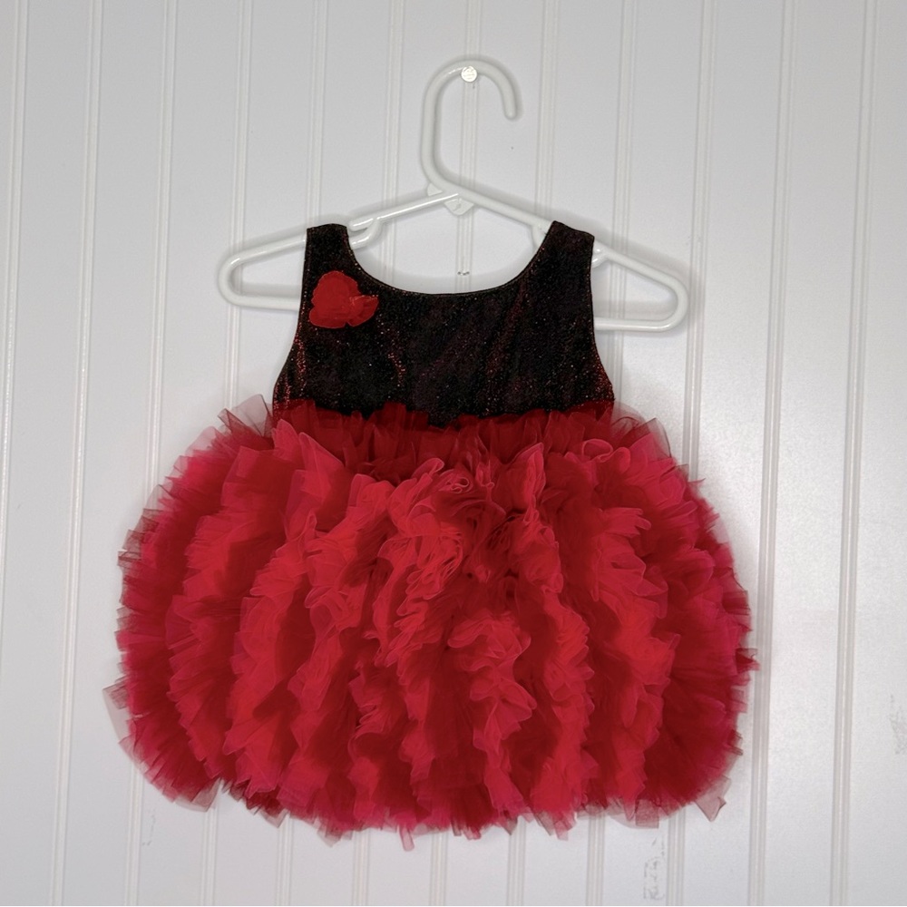 Katibi Puffy Ruffled Skirt Dress With Glittery Top Size 0 to 6 months